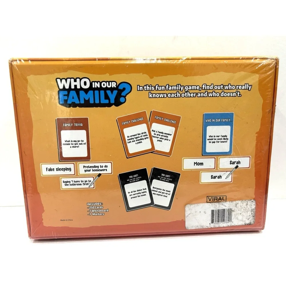 Who In Our Family? Family Party Game Viral Studios New Factory Sealed Ages 10+